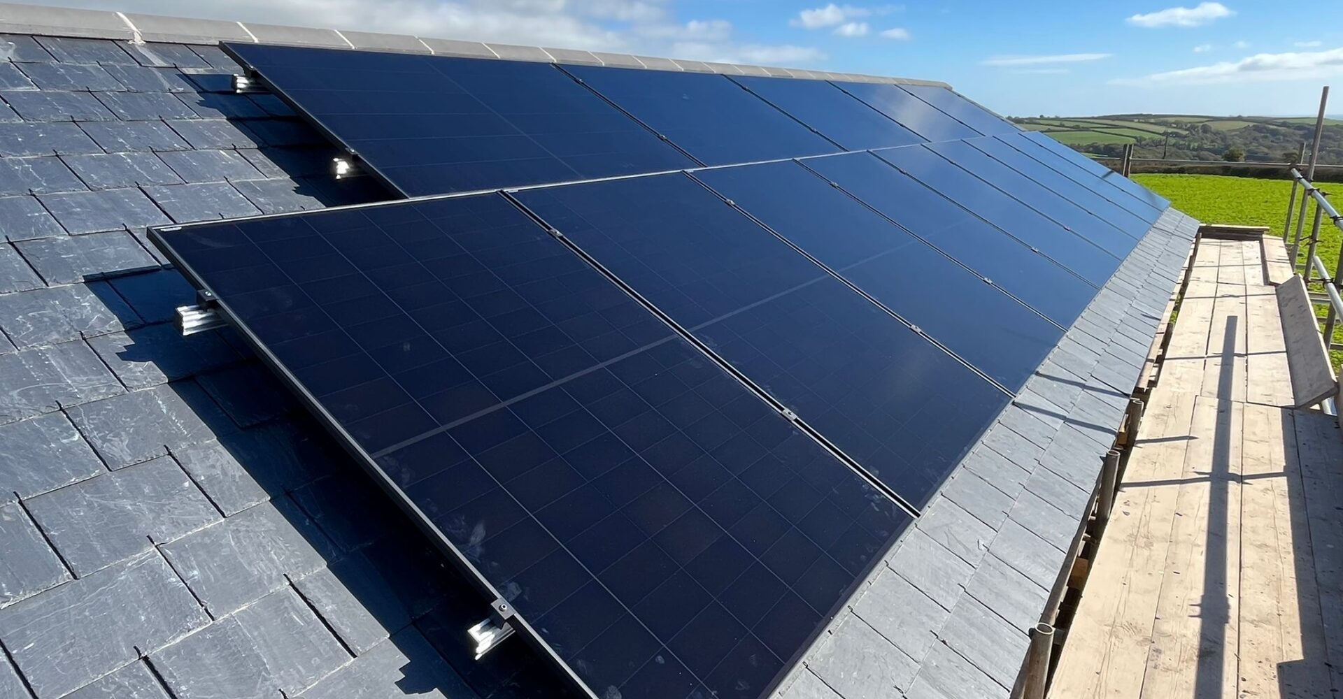 solar panels on a slate roof