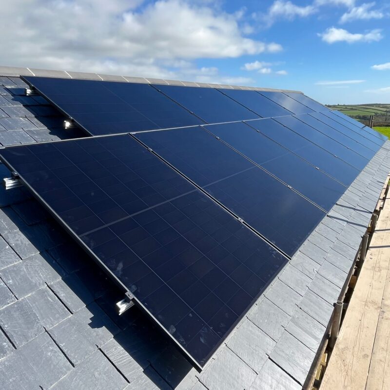 solar panels on a slate roof